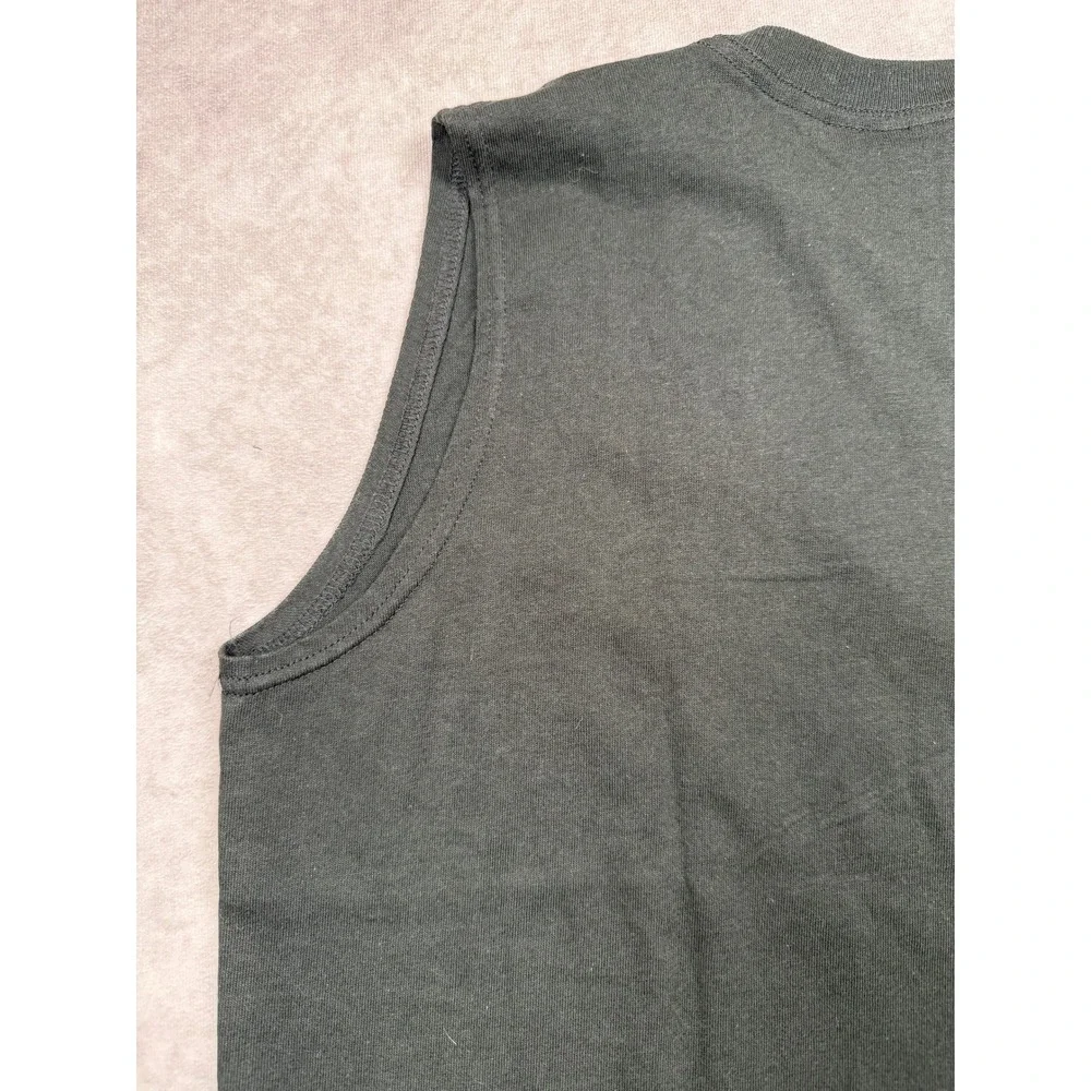 VTG Nike V-Neck Sleeveless Shirt Mens S Black Made in USA Swoosh Logo Gym 90s